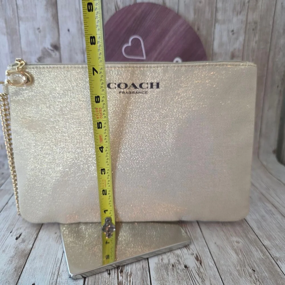 Coach Gold Glitter Evening Wristlet Pouch Clutch Bag